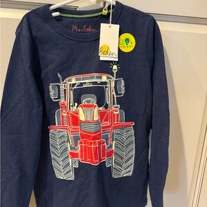 Boden Kids Navy Long Sleeve with Red Tractor